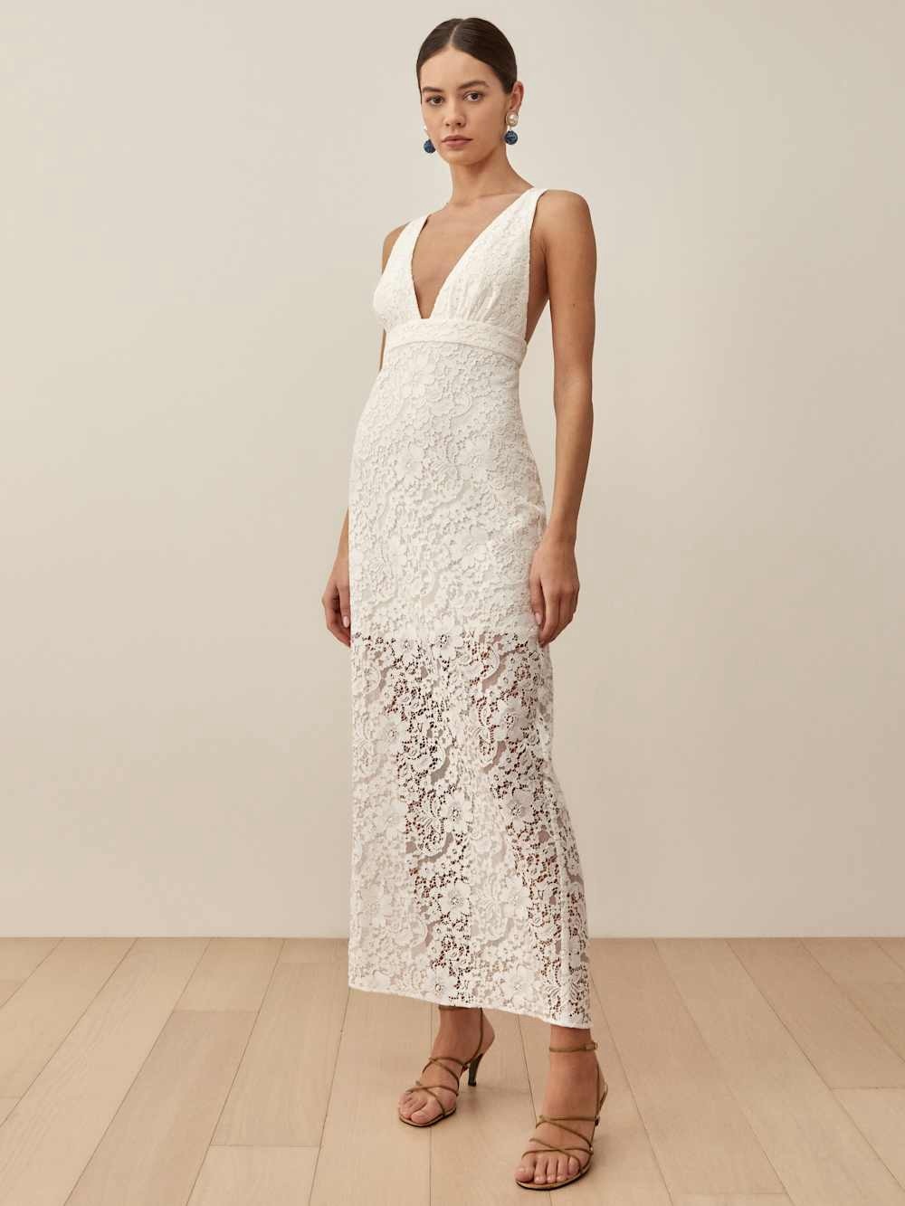 Reformation Sz 4 Aigio Dress White Lace